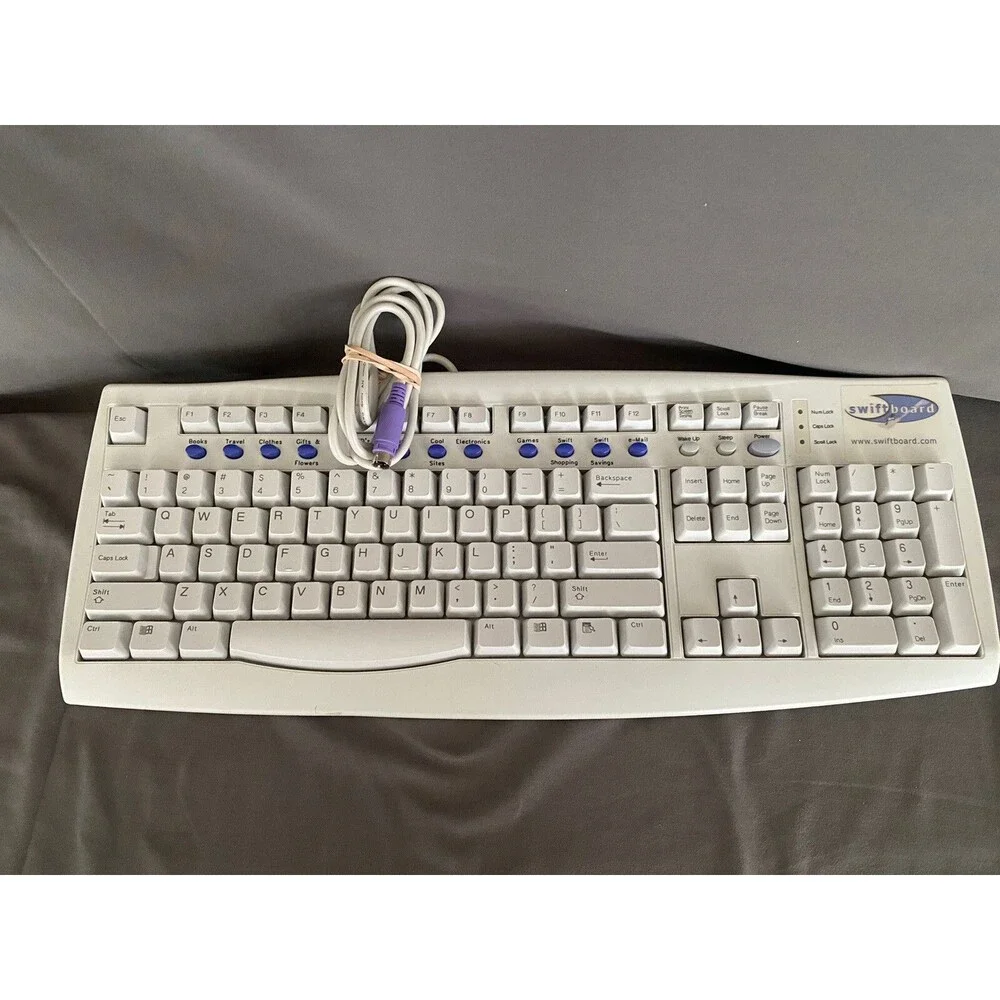 CLICKY Keyboard Model SK-720H PS/2 Port TESTED WORKS Swiftboard HOT KEYS